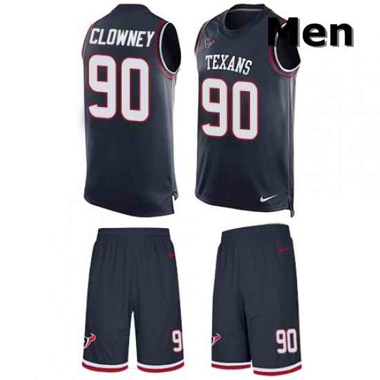 Men Nike Houston Texans 90 Jadeveon Clowney Limited Navy Blue Tank Top Suit NFL Jersey